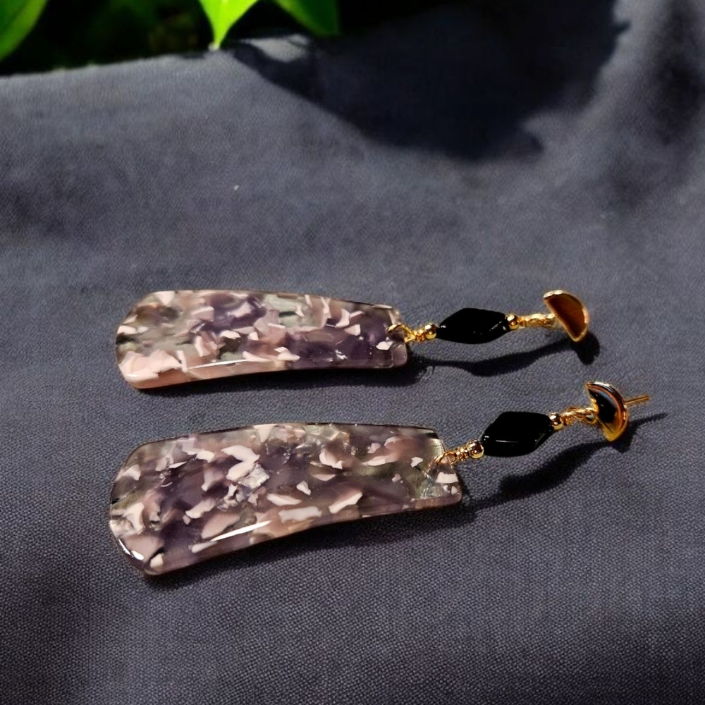 FALL SALE!!! Elegant Black, Pastels and Gold Dangle Earrings FREE SHIPPING